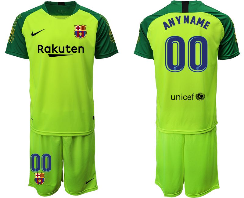 Men 2019-2020 club Barcelona fluorescent green goalkeeper customized Soccer Jerseys